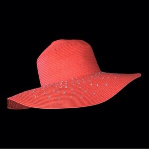 Wide-Brim Hat with Rhinestones